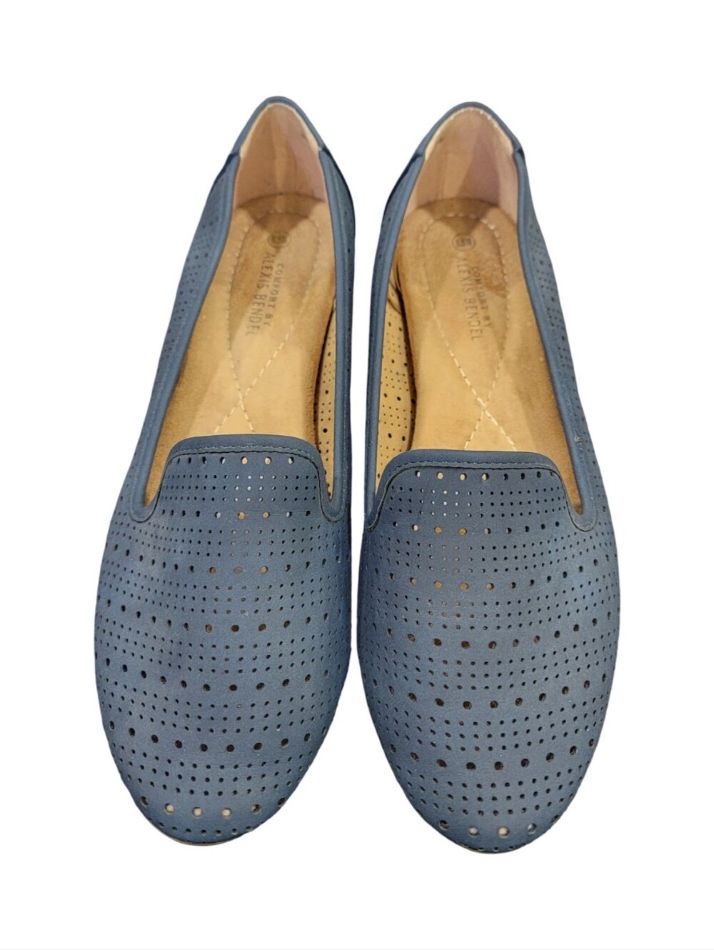 Alexis Bendel Preppy Perforated Comfort Loafers Blue Slip On Flats Women’s 8.5W - Picture 4 of 17